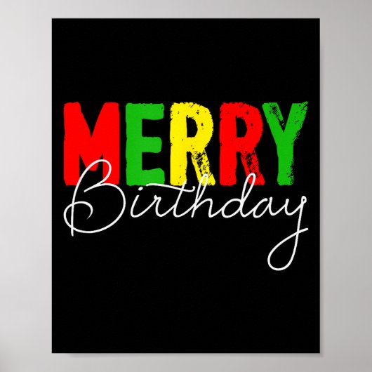 Poster Merry Birthday, Born On Christmas Day  (Devant)