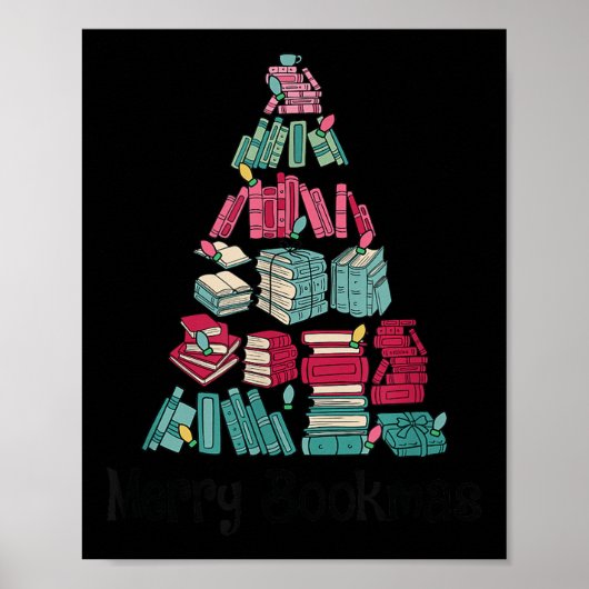 Poster Merry Bookmas Books Ne Tree Funny Reading Lover Ch (Devant)