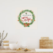 Poster Merry & Bright Christmas Wreath (Cuisine)