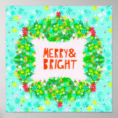 Poster Merry & Bright Wreath (Devant)