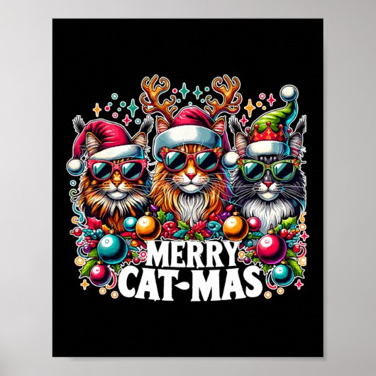 Poster Merry Catmas Cat-mas Crew Christmas Fun Cats (Devant)