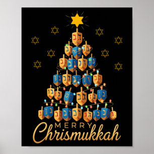 Poster Merry Chrismukkah Happy Chanukkah Dreidel Christma