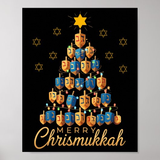 Poster Merry Chrismukkah Happy Chanukkah Dreidel Christma (Devant)