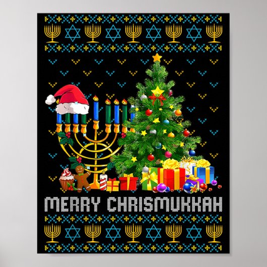 Poster Merry Chrismukkah Happy Hanukkah Ugly Sweater Fami (Devant)