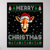 Poster Merry Christmas 2025 Giraffe Santa Hat Ugly Xmas (Devant)