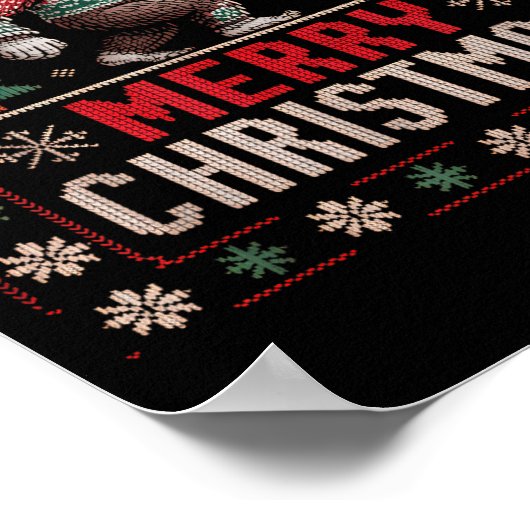 Poster Merry Christmas Bigfoot Funny Ugly Sweater Art (Coin)