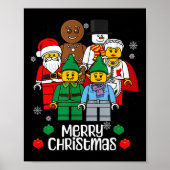 Poster Merry Christmas Building Bricks Santa Elf Snowman (Devant)