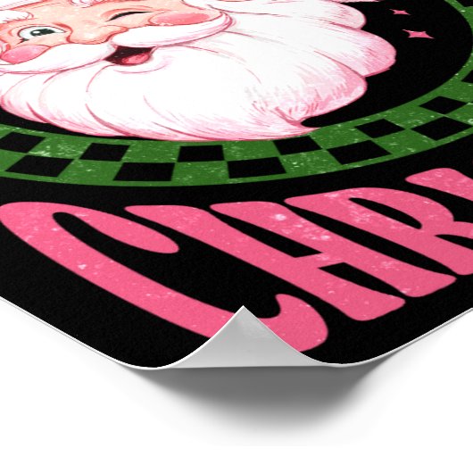 Poster Merry Christmas Cute Santa Nk Retro Glitter (Coin)