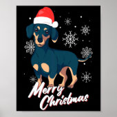 Poster Merry Christmas Dachshund Santa Claus Xmas New Yea (Devant)