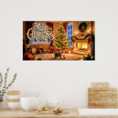Poster Merry Christmas Decorative Artwork with Kitten #2 (Cuisine)