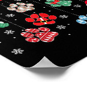 Poster Merry Christmas Dog Paws Lights Funny Xmas Womens (Coin)