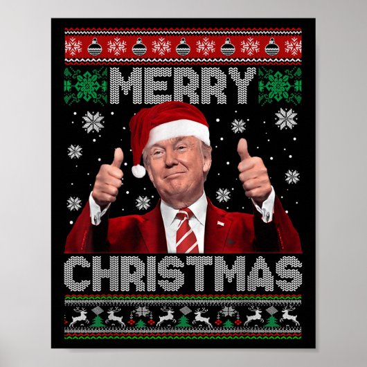 Poster Merry Christmas Donald Trump Santa Family Xmas Ugl (Devant)