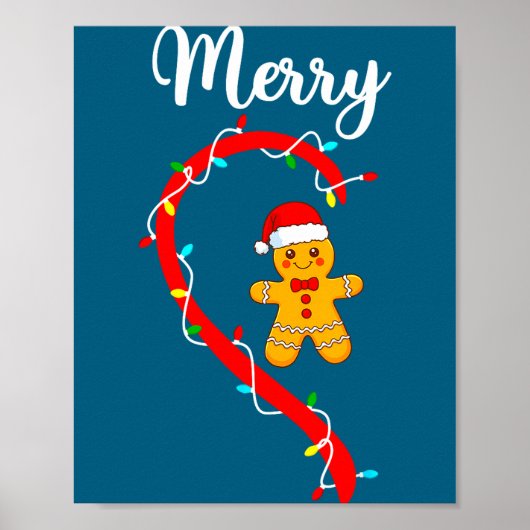 Poster Merry Christmas Gingerbread Couple Xmas Pajamas Ma (Devant)
