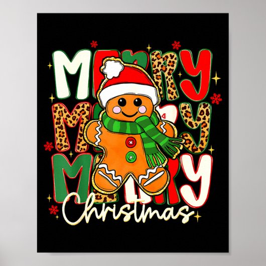 Poster Merry Christmas Gingerbread Xmas Coquette Tis The  (Devant)