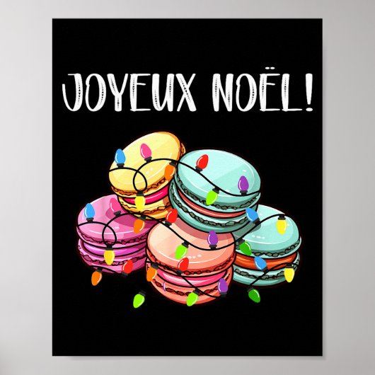 Poster Merry Christmas In French _ Macarons Joyeux Noel (Devant)