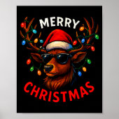 Poster Merry Christmas Lights Reindeer Xmas Family Men Wo (Devant)