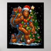 Poster Merry Christmas Pajamas Bigfoot Christmas Tree Lig (Devant)