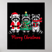 Poster Merry Christmas Raccoon Santa Hat Xmas Animal Racc (Devant)