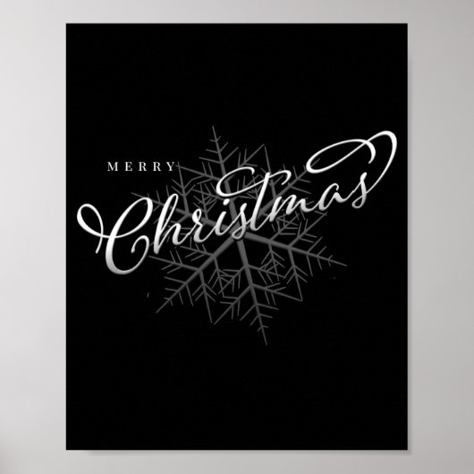 Poster Merry Christmas Silver Snowflake  (Devant)