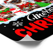 Poster Merry Christmas Three Santa Elf Reindeer Siamese C (Coin)