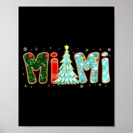 Poster Merry Christmas Tree Plaid Mimi Aesthetic Mom Mama (Devant)