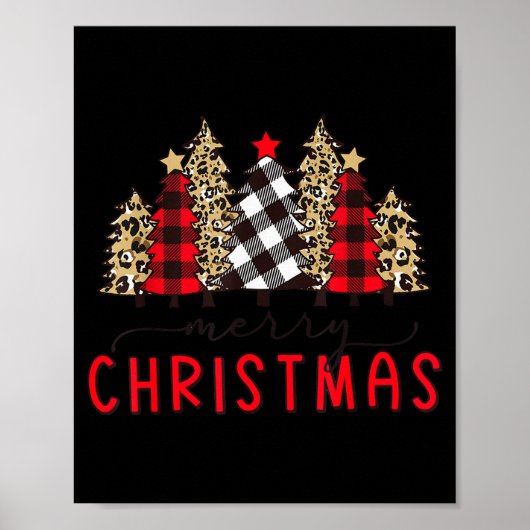 Poster Merry Christmas Tree Shirts Funny Leopard Plaid Pr (Devant)