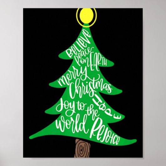 Poster Merry Christmas Tree Tygraphy For Men Women Kid T (Devant)