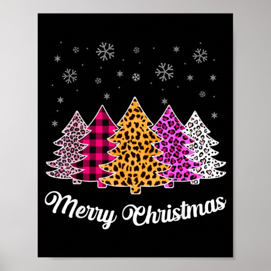 Poster Merry Christmas Trees Leopard Nk Shirt For Women G (Devant)