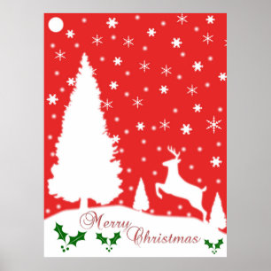 Poster Merry Christmas Winter Snowflakes