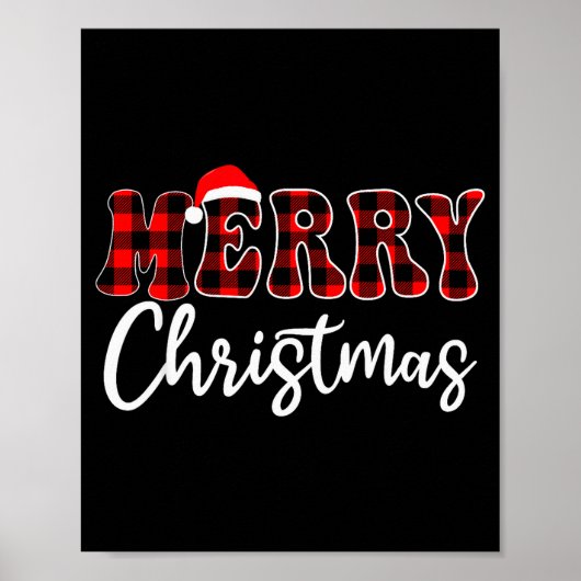 Poster Merry Christmas With Black And Red Plaid Family Me (Devant)