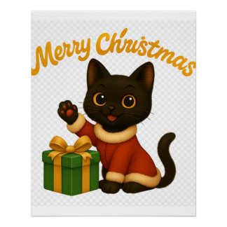 Poster Merry Christmas with Emi the Black Cat