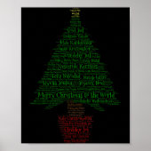 Poster Merry Christmas World Languages Word Tree  (Devant)