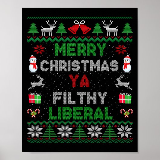 Poster Merry Christmas Ya Filthy Liberal Ugly Knit Long S (Devant)