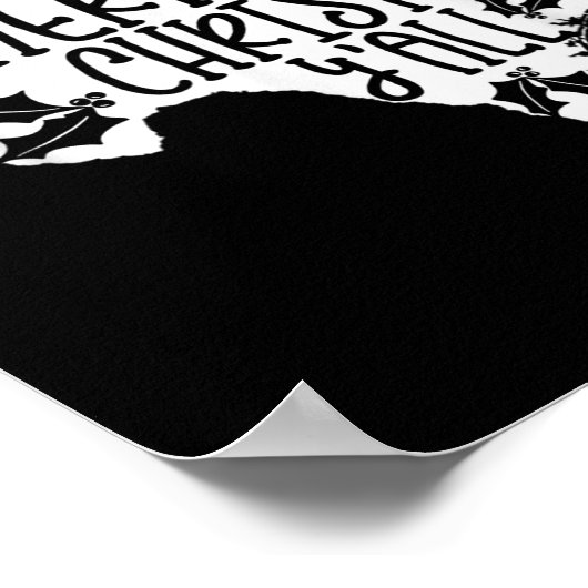 Poster Merry Christmas Yall Texas Mistletoe White Graphic (Coin)