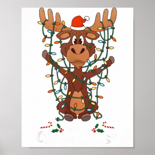 Poster Merry Christmoose Christmas Mooses Xmas Tree Light (Devant)