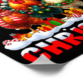 Poster Merry Clucking Christmas Funny Chicken Santa Hat X (Coin)