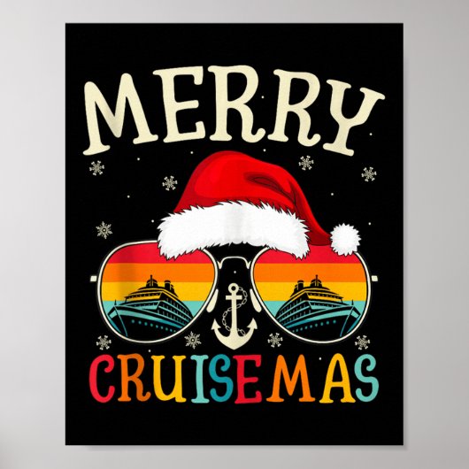 Poster Merry Cruisemas Cruise Ship Vacation Cruising Chri (Devant)