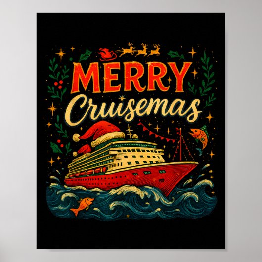 Poster Merry Cruisemas Funny Christmas Cruise Vacation (Devant)