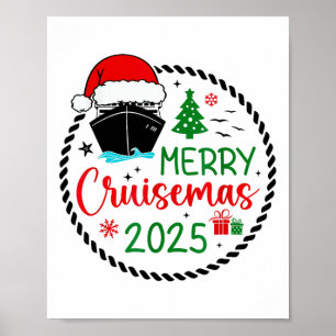 Poster Merry Cruisemas Santa Hat Cruise Ship Christmas Cr