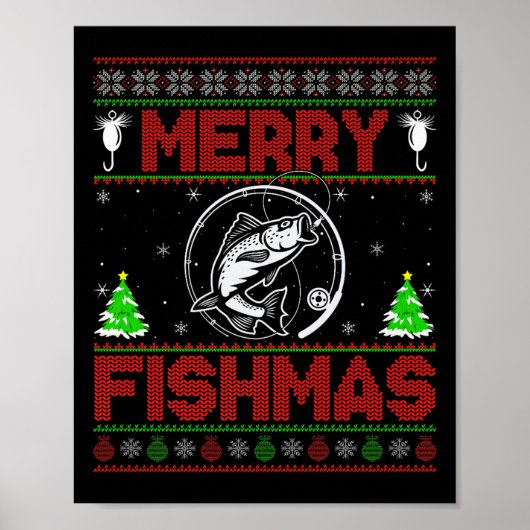 Poster Merry Fishmas B Fish Fishing Ugly Christmas Sweate (Devant)