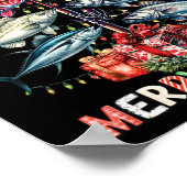 Poster Merry Fishmas Funky Christmas Tree Lights Pêche (Coin)