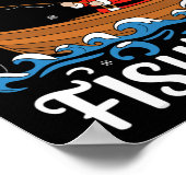 Poster Merry Fishmas Funny Noël Père Noël Pêche (Coin)