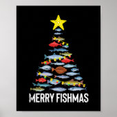 Poster Merry Fishmas Funny Poisson Noël Pêche Noël (Devant)