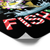 Poster Merry Fishmas Père Noël Pêche Funny Pêcheur Christ (Coin)