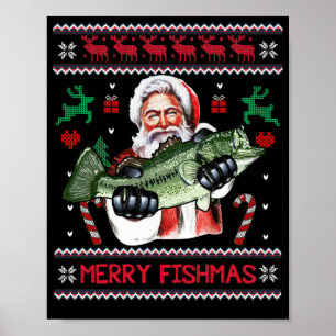 Poster Merry Fishmas Père Noël Pêche laide Sweat de No