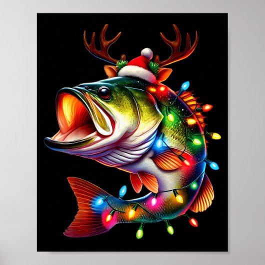 Poster Merry Fishmas Santa Fishing Lovers Funny Fisherman (Devant)
