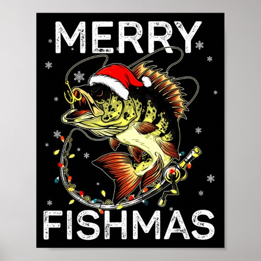 Poster Merry Fishmas Santa Fishing Lovers Funny Fisherman (Devant)