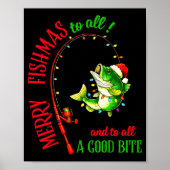 Poster Merry Fishmas To All Fishing Fisherman's Funny Chr (Devant)