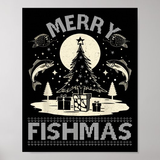 Poster Merry Fishmas Ugly Sweater - Funny Noël (Devant)