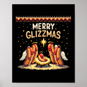 Poster Merry Glizzmas Hot Dog Humor Funny Food Los Cos